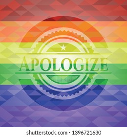 Apologize lgbt colors emblem. Vector Illustration. Mosaic.