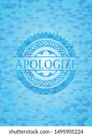 Apologize light blue emblem. Mosaic background