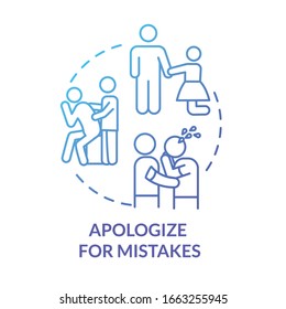 Apologize For Mistakes Concept Icon. Friendship Relationship Advice. Best Friends And Couple Conflict Resolution Idea Thin Line Illustration. Vector Isolated Outline RGB Color Drawing