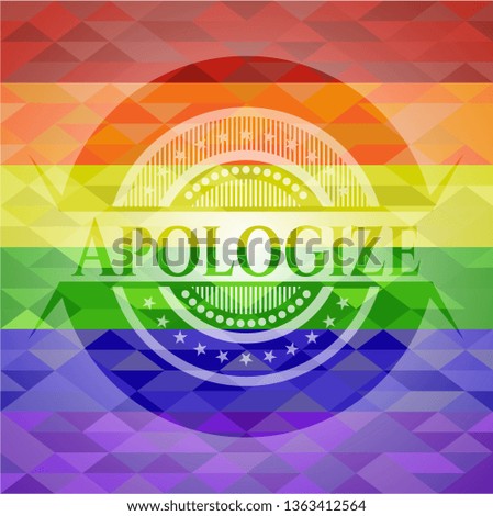 Apologize on mosaic background with the colors of the LGBT flag