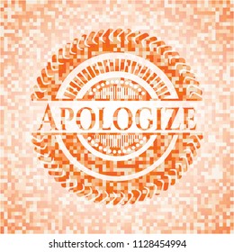 Apologize orange mosaic emblem with background