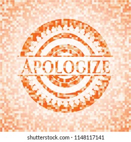 Apologize orange mosaic emblem with background