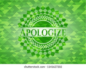 Apologize realistic green mosaic emblem