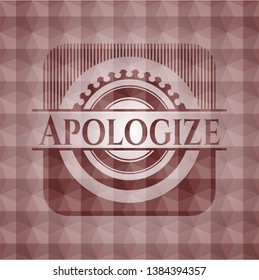Apologize red polygonal badge. Seamless.