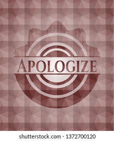 Apologize red seamless badge with geometric background.