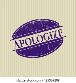 Apologize rubber grunge stamp