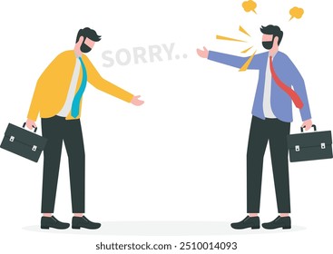 Apologize or say sorry, regret for what happen asking for forgiveness, professional or leadership after mistake or failure, pardon or feel sad concept, businessman bow down say sorry for apologize.

