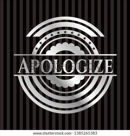 Apologize silver badge or emblem. Vector Illustration. Mosaic.