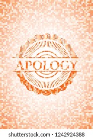Apology abstract orange mosaic emblem