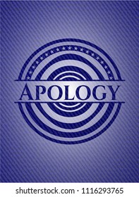 Apology badge with denim background