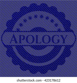 Apology badge with jean texture