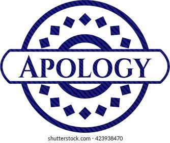 Apology emblem with denim high quality background