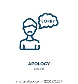 Apology icon. Linear vector illustration from business collection. Outline apology icon vector. Thin line symbol for use on web and mobile apps, logo, print media.