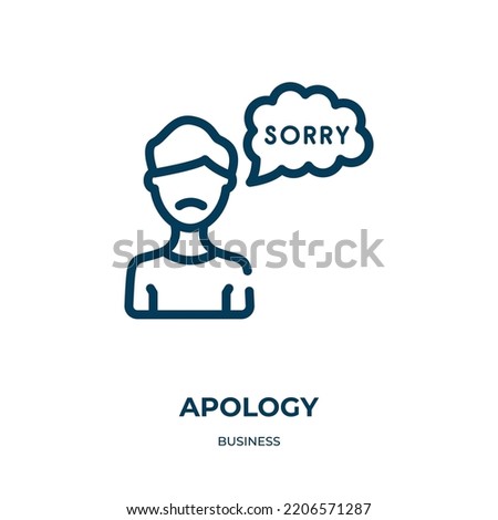Apology icon. Linear vector illustration from business collection. Outline apology icon vector. Thin line symbol for use on web and mobile apps, logo, print media.