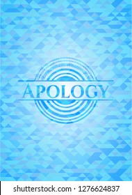 Apology light blue emblem with triangle mosaic background