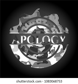  Apology on grey camouflage pattern