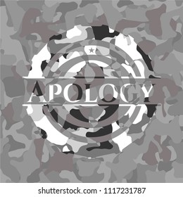 Apology on grey camouflage pattern