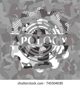 Apology on grey camouflaged texture