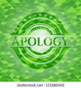 Apology realistic green emblem. Mosaic background