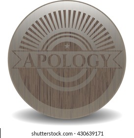 Apology wood icon or emblem
