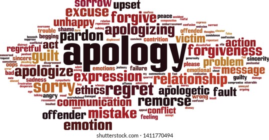 Apology word cloud concept. Collage made of words about apology. Vector illustration 