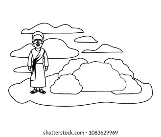 apostle of Jesus with halo in the rock character