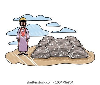 apostle of Jesus with halo in the rock character