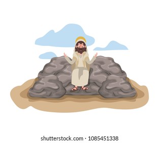 apostle of Jesus with halo in the rock character