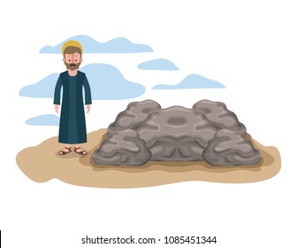 apostle of Jesus with halo in the rock character