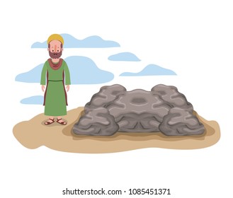 apostle of Jesus with halo in the rock character