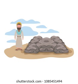 apostle of Jesus with halo in the rock character