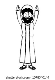 apostle of Jesus with hands up character