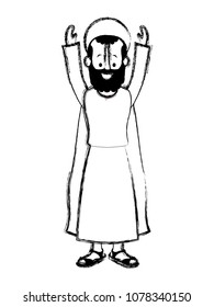 apostle of Jesus with hands up character