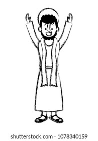 apostle of Jesus with hands up character