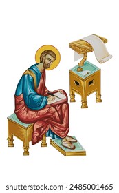 Apostle Luke illustration in Byzantine style 