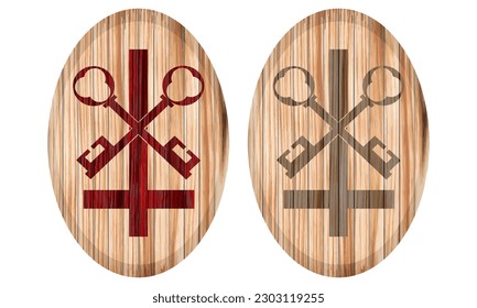 Apostle Peter Symbol On A Wooden Board Vector Illustration