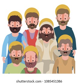 apostles group of Jesus with halo character