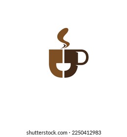 Apostrophe, coffee cup and coffee smoke. Vector symbol.