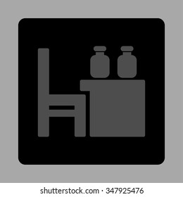 Apothecary Dataset vector icon. Style is flat rounded square button, gray and black colors, silver background.