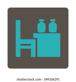 Apothecary Grid vector icon. Style is flat rounded square button, cyan and grey colors, white background.