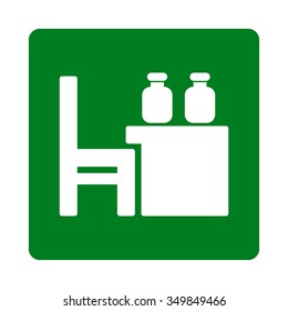 Apothecary Grid vector icon. Style is flat rounded square button, white and green colors, white background.