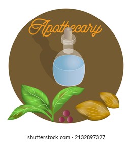 Apothecary and Herbal Medicine Sign and Badge Vector Illustration