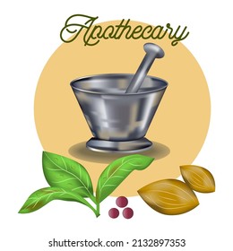 Apothecary and Herbal Medicine Sign and Badge Vector Illustration