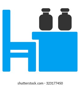 Apothecary Table vector icon. Style is bicolor flat symbol, blue and gray colors, rounded angles, white background.