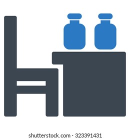 Apothecary Table vector icon. Style is bicolor flat symbol, smooth blue colors, rounded angles, white background.