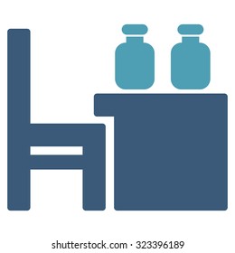 Apothecary Table vector icon. Style is bicolor flat symbol, cyan and blue colors, rounded angles, white background.