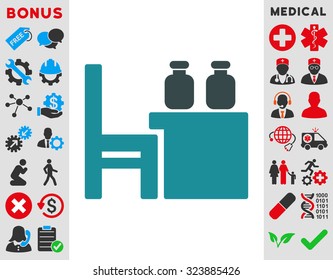 Apothecary Table vector icon. Style is bicolor flat symbol, soft blue colors, rounded angles, white background.