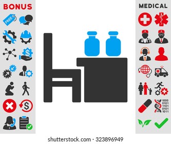 Apothecary Table vector icon. Style is bicolor flat symbol, blue and gray colors, rounded angles, white background.