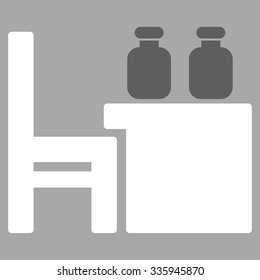 Apothecary Table vector icon. Style is bicolor flat symbol, dark gray and white colors, rounded angles, silver background.