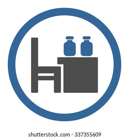 Apothecary Table vector icon. Style is bicolor flat rounded symbol, cobalt and gray colors, rounded angles, white background.